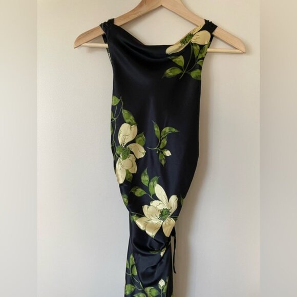 NEW Reformation Anaiis Silk Long Black Floral Backless Dress Mood for Love US 0 - Picture 6 of 16